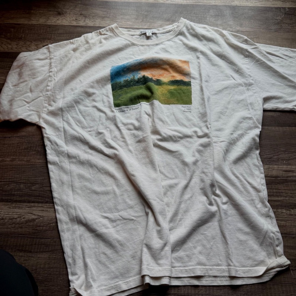 Fitz + Eddi Paul Huet A Meadow at Sunset Graphic Tee Shirt Cream OS